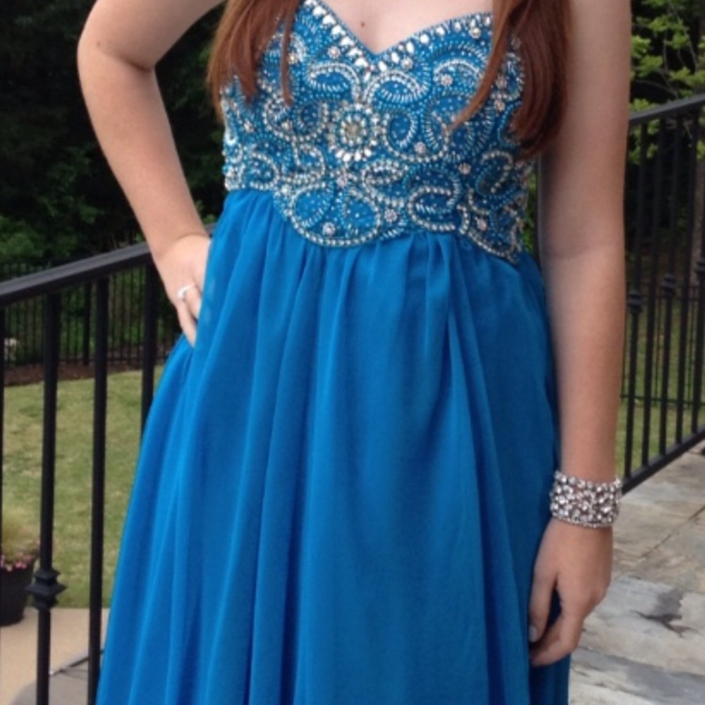 SHERRI HILL: STRAPLESS BEADED TOP LONG GOWN. #PROM